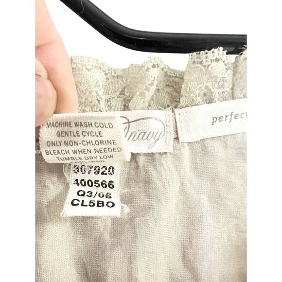 Vtg Old Navy Peasant Top Women L Beige Lace Boho Ruffle Cottagecore Silk Blend - Picture 7 of 10